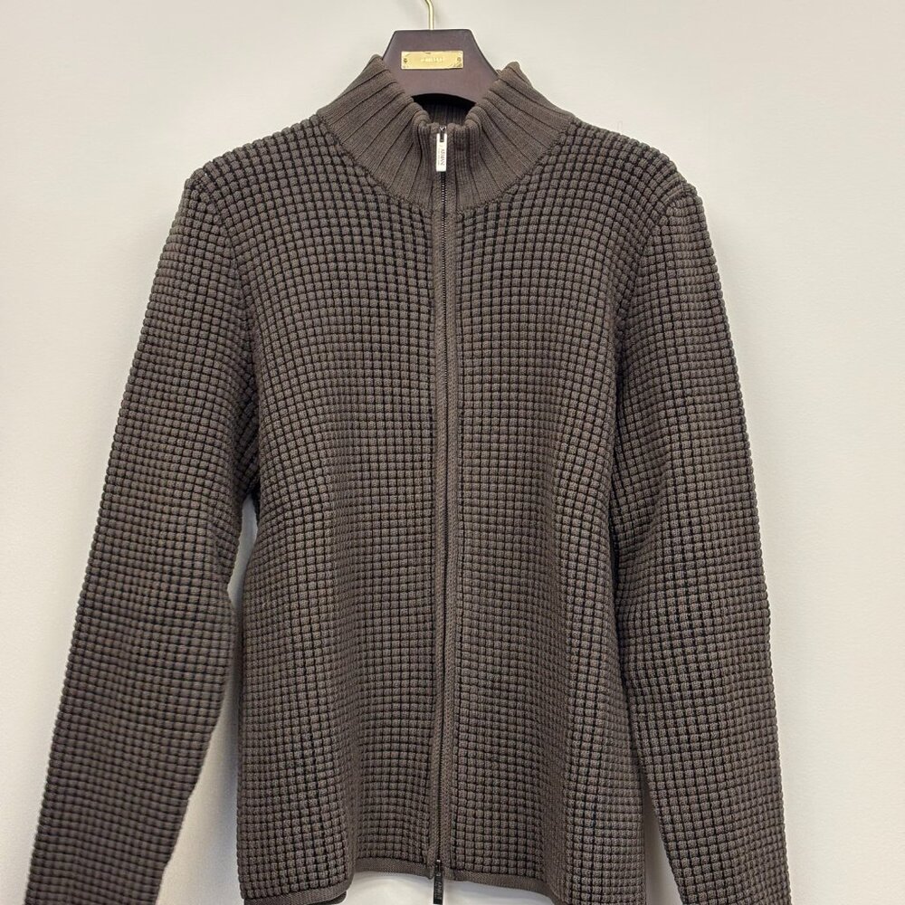 Armani Collezioni Textured Wool Cardigan | Size Large